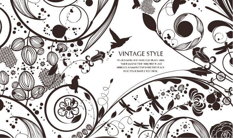 free vector Vintage Style Floral Vector Background